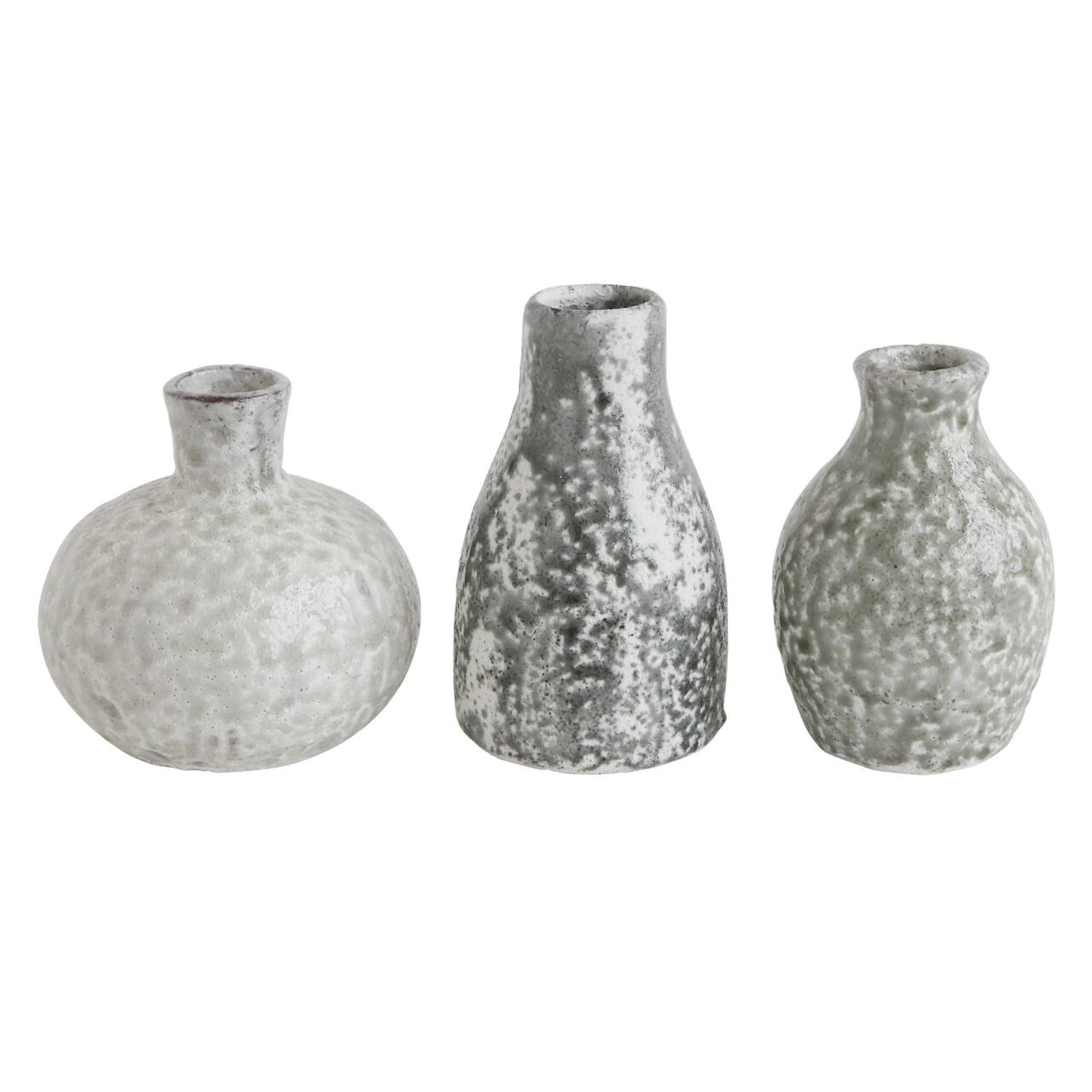 Distressed Grey Terra Cotta Vases Set